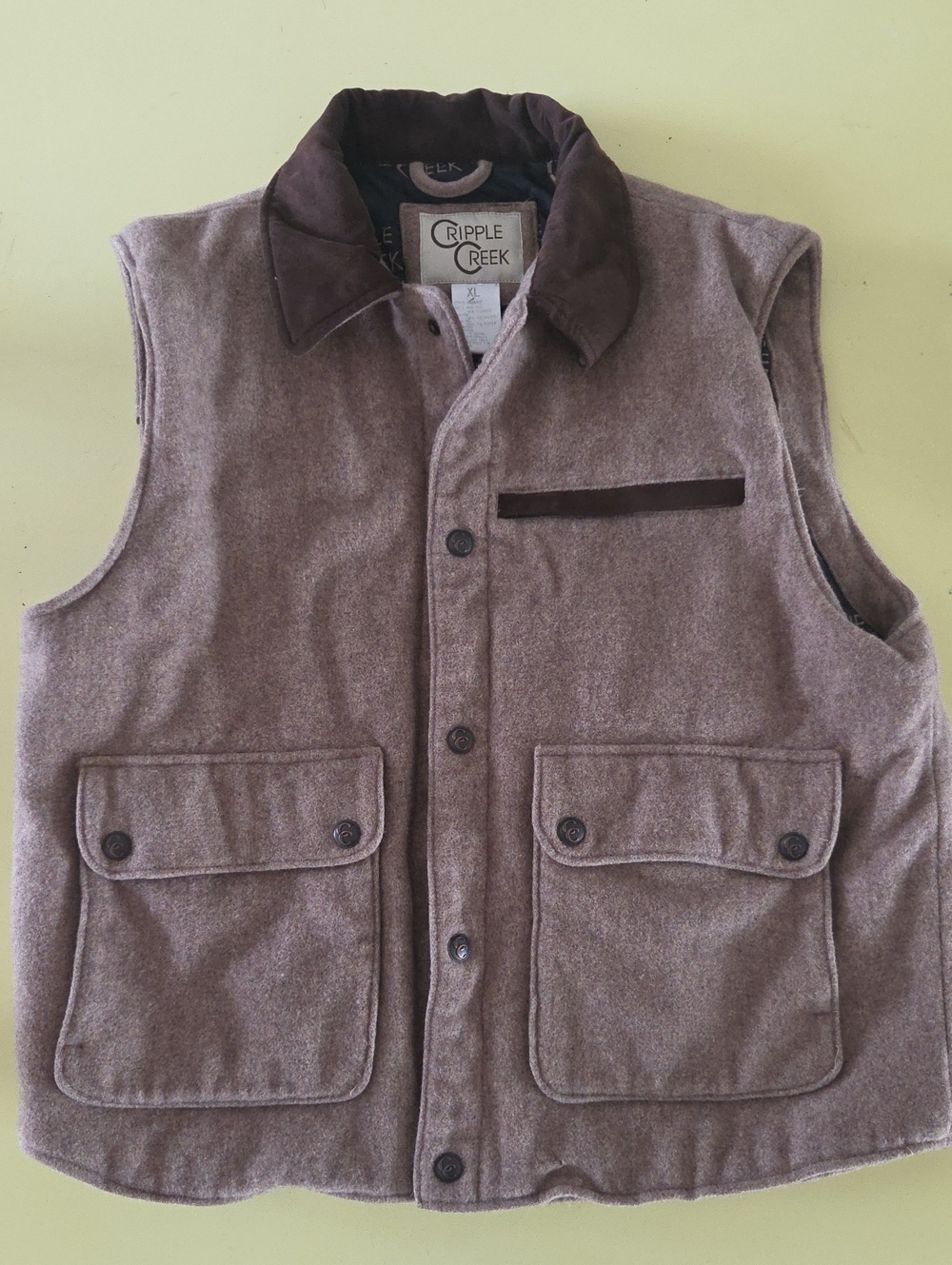Men's XL Cripple Creek Brown Wool Vest